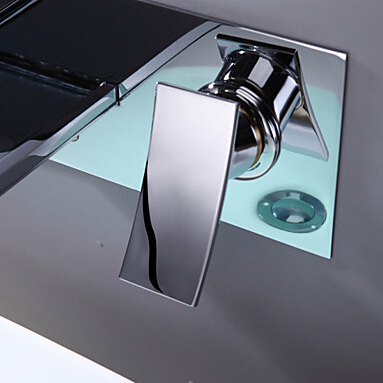 Lucania Wall Mounted LED Waterfall Bathroom Sink Faucet